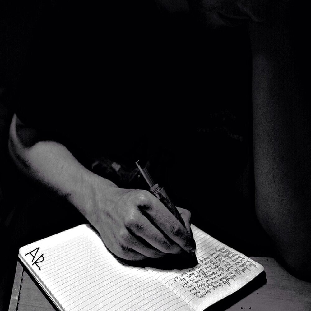 R writing. Writing on Stone.