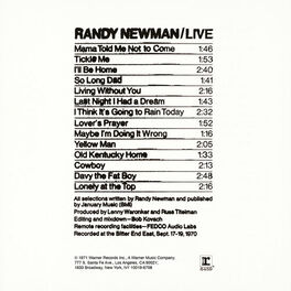 Album cover of Randy Newman / Live