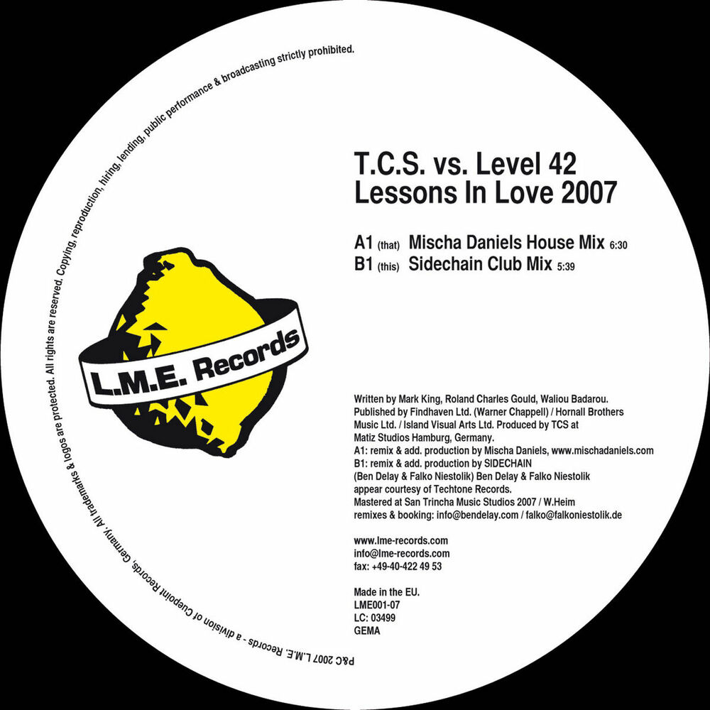 Lessons in love. T.C.S. vs Level 42 - Lessons in Love. Level 42 - Lessons in Love. TCS vs Level 42. Level 42 Lessons in Love DSD.