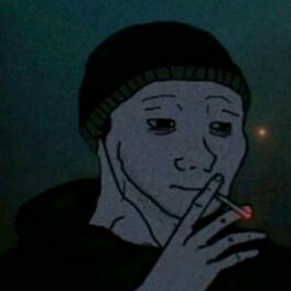 Wojak Doomer Smoking During Night Walk - Wojak Feels Guy